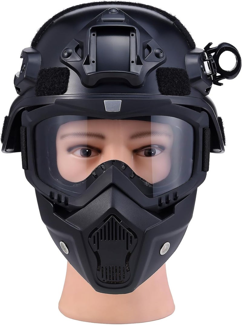 OQUQO Airsoft Tactical Helmet, Full Face Mask for Men, Paintball Helmet, NVG Mount and Side Rails, Adjustable Strap - Complete Tactical Gear for Cosplay and Movie Props - Image 1